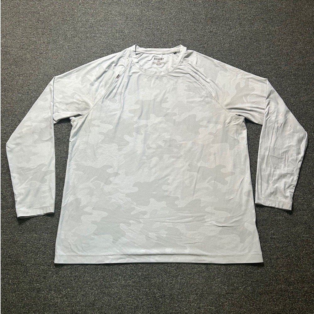 Rhone Reign Long Sleeve Shirt Gray Camo Mens XXL Performance Training Top Train